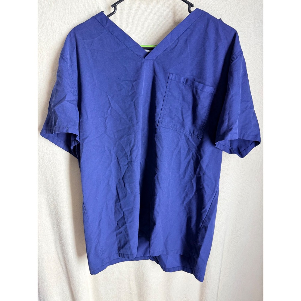 Landau CareFlex Unisex Royal Blue V-Neck Scrub Top Modern Fit Large Stretch